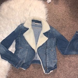 Sherpa trimmed denim jacket